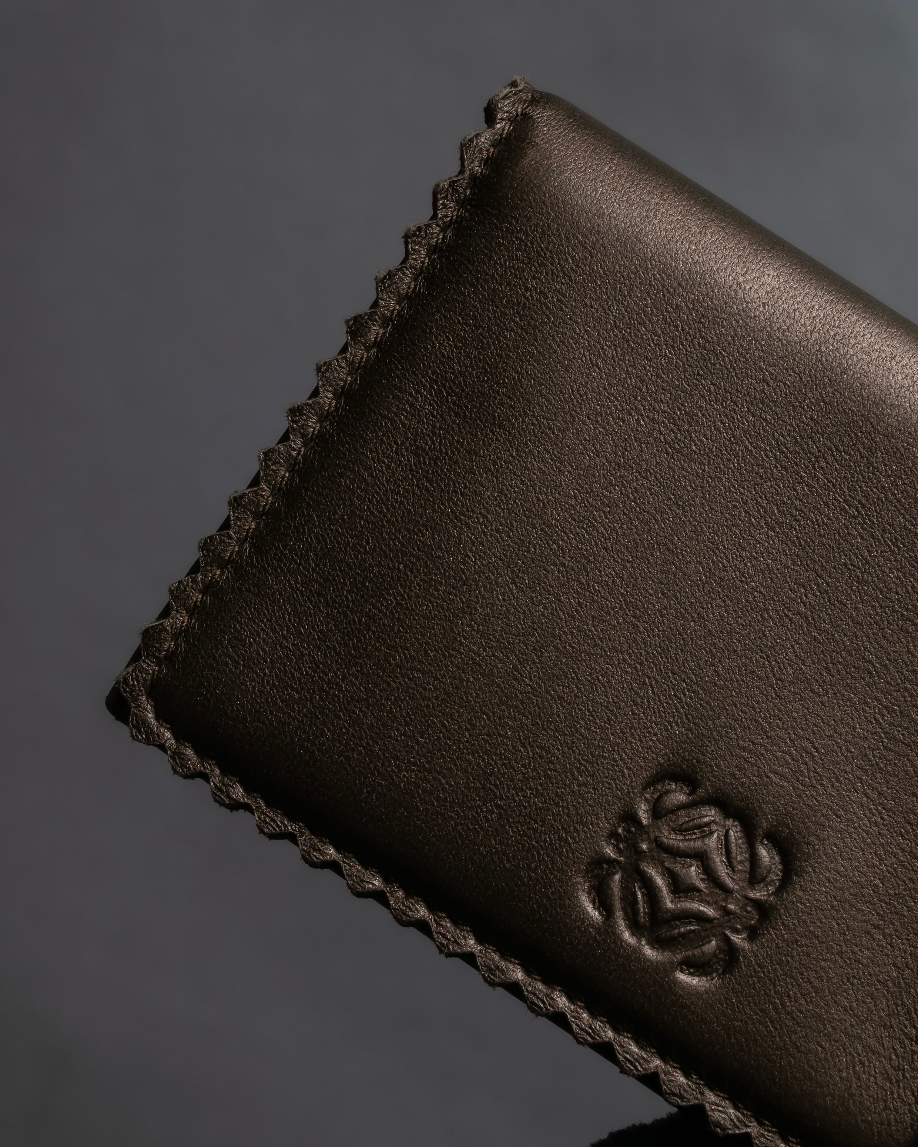 "LOEWE" Logo engraved leather card case