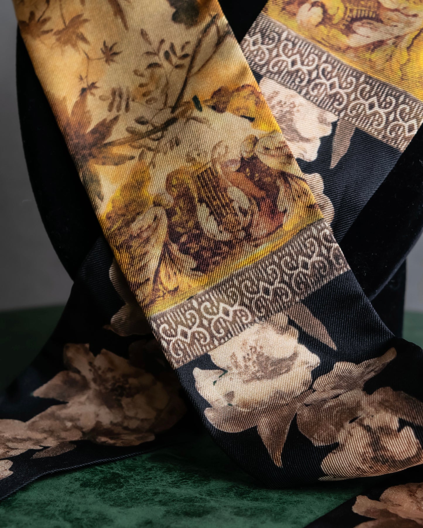 "Christian Dior" Baroque floral pattern silk twill scarf