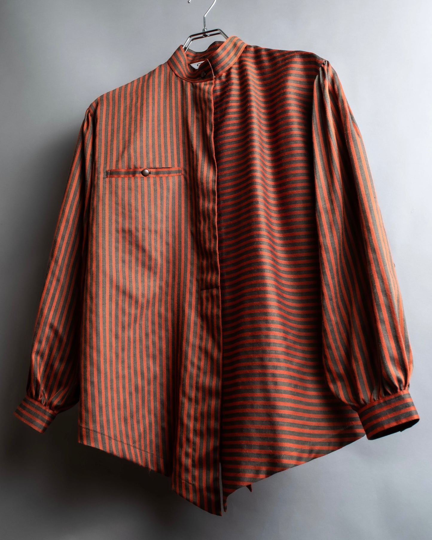 "Christian Dior" Striped＆bordered fly front collarless jacket