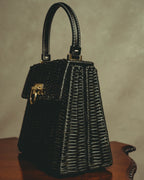 –SPECIAL– "Salvatore Ferragamo" 90's-00's Sculptural basket top-handle handbag