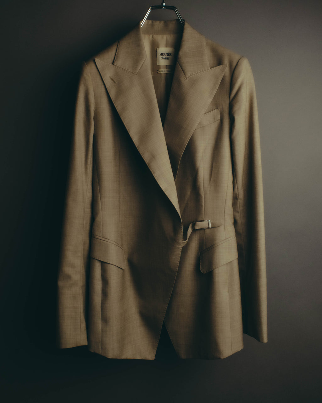 -SPECIAL- "HERMÈS" 90's-00's Wool silk tailored asymmetrical setup suit