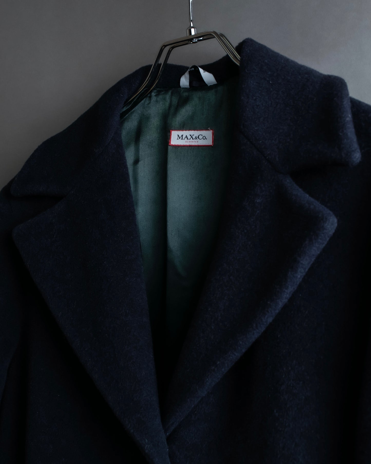 "MAX&Co." Belted design wide lapel mid-length coat