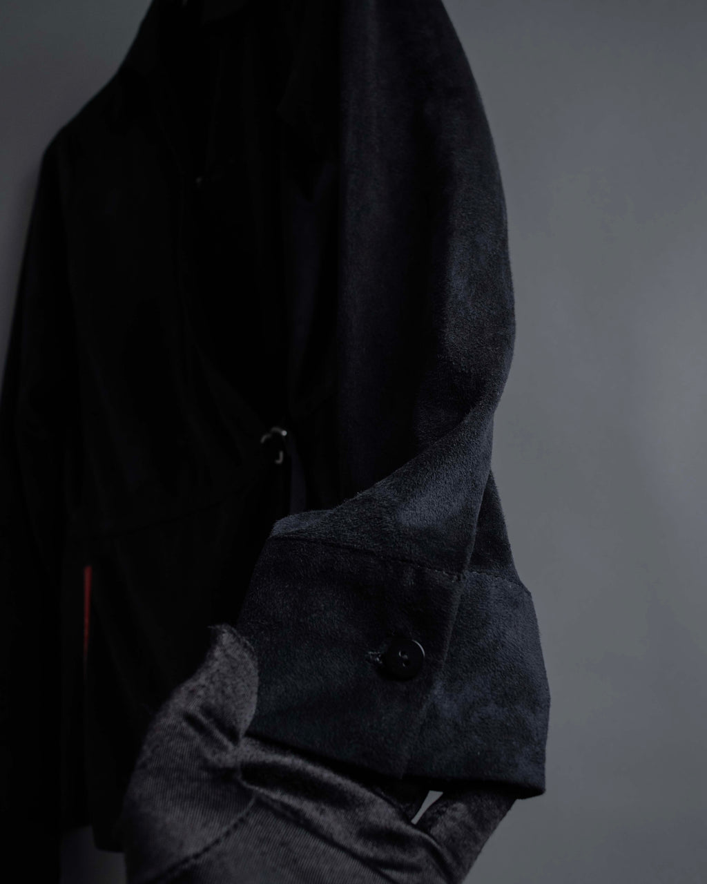 "PRADA" Wrap flap design micro suede jacket