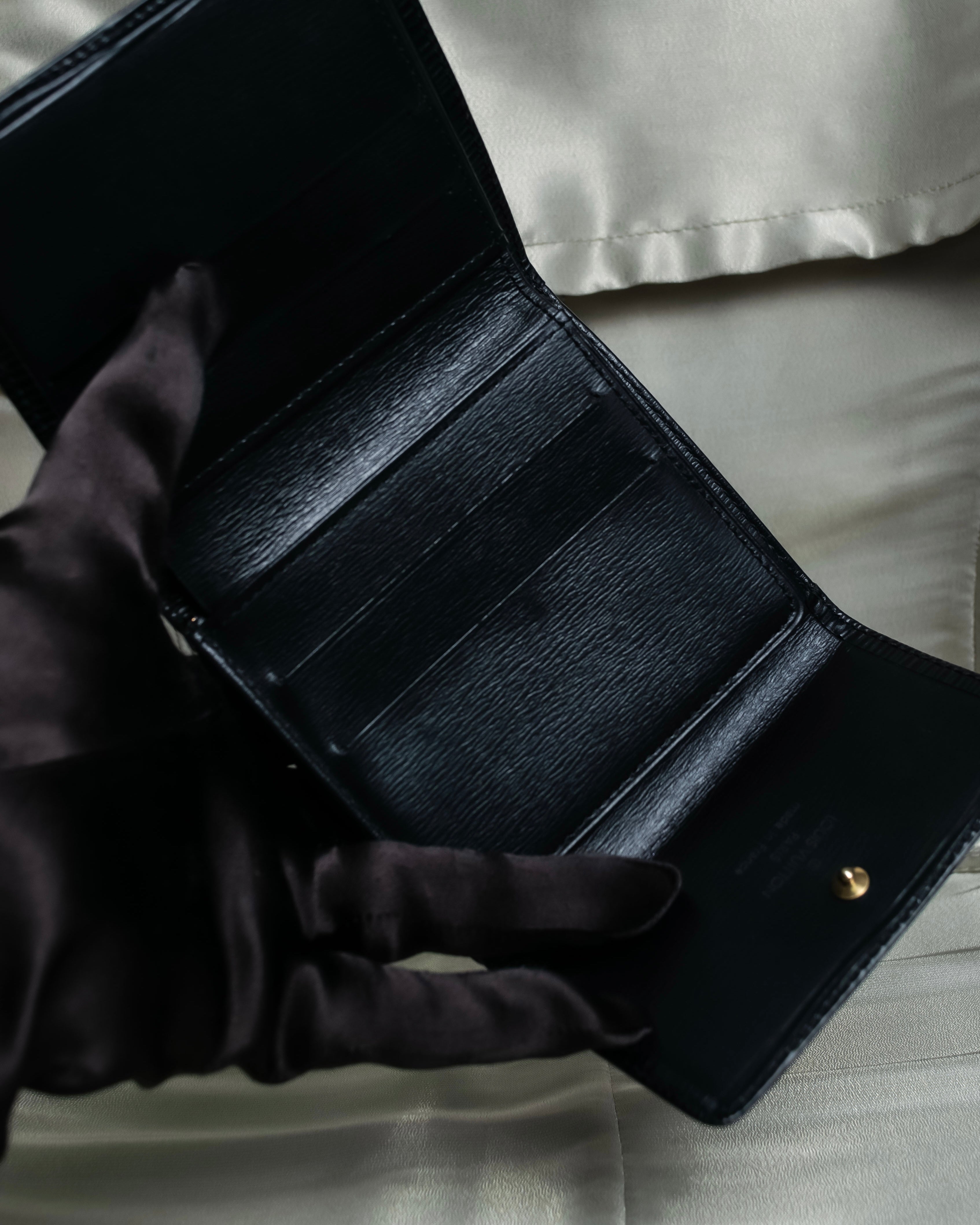 "Louis Vuitton" Horizontal Stripe Compact Leather Wallet