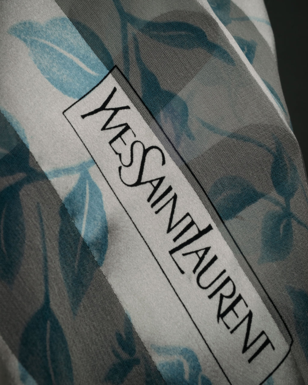 “Yves Saint Laurent” 80’s-90’s Sheer stripe floral silk scarf
