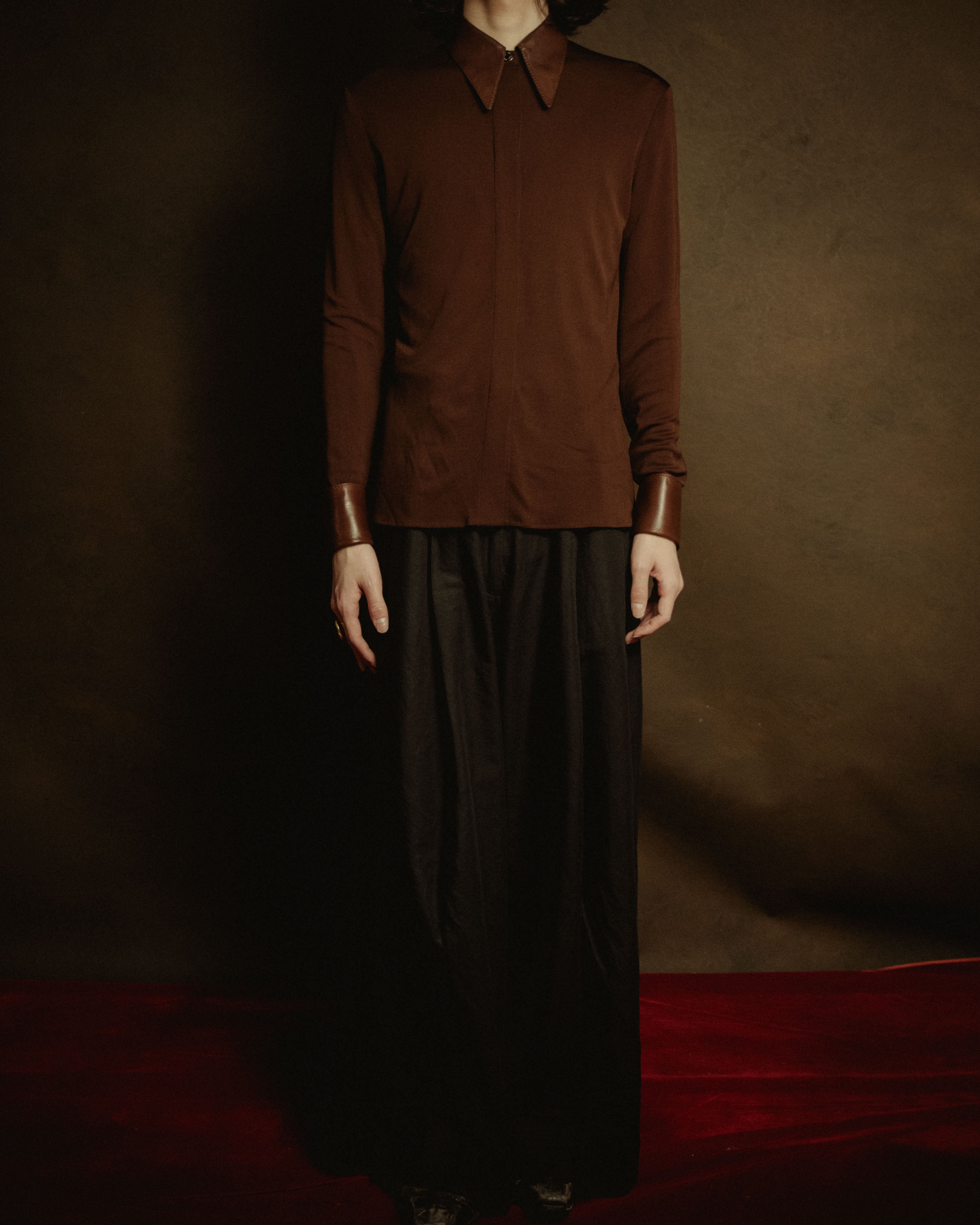 –SPECIAL– "HERMES"
00’s Transformable leather-trim viscose shirt