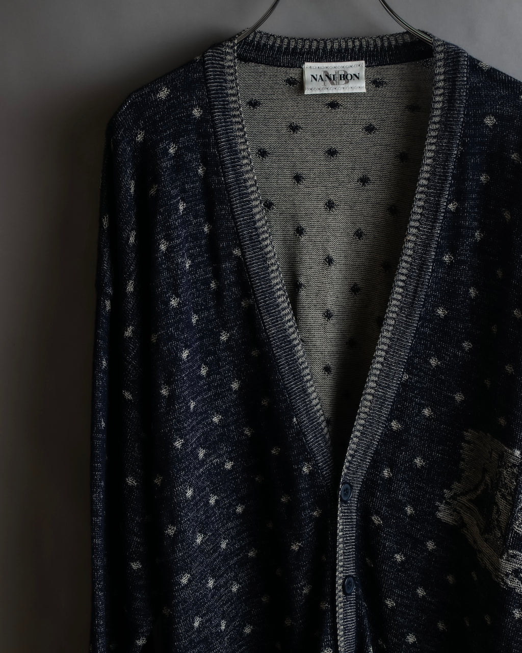 "Vintage abstract polka dot knit cardigan"