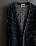 "Vintage abstract polka dot knit cardigan"