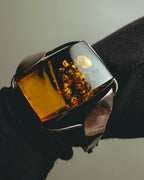 "Vintage" Sculptural amber tone statement bracelet