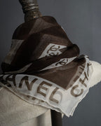 "CHANEL" 90's Square icon logo pattern sheer silk scarf