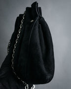 “Salvatore Ferragamo“ 90’s-00’s Suede gancini chain shoulder bag