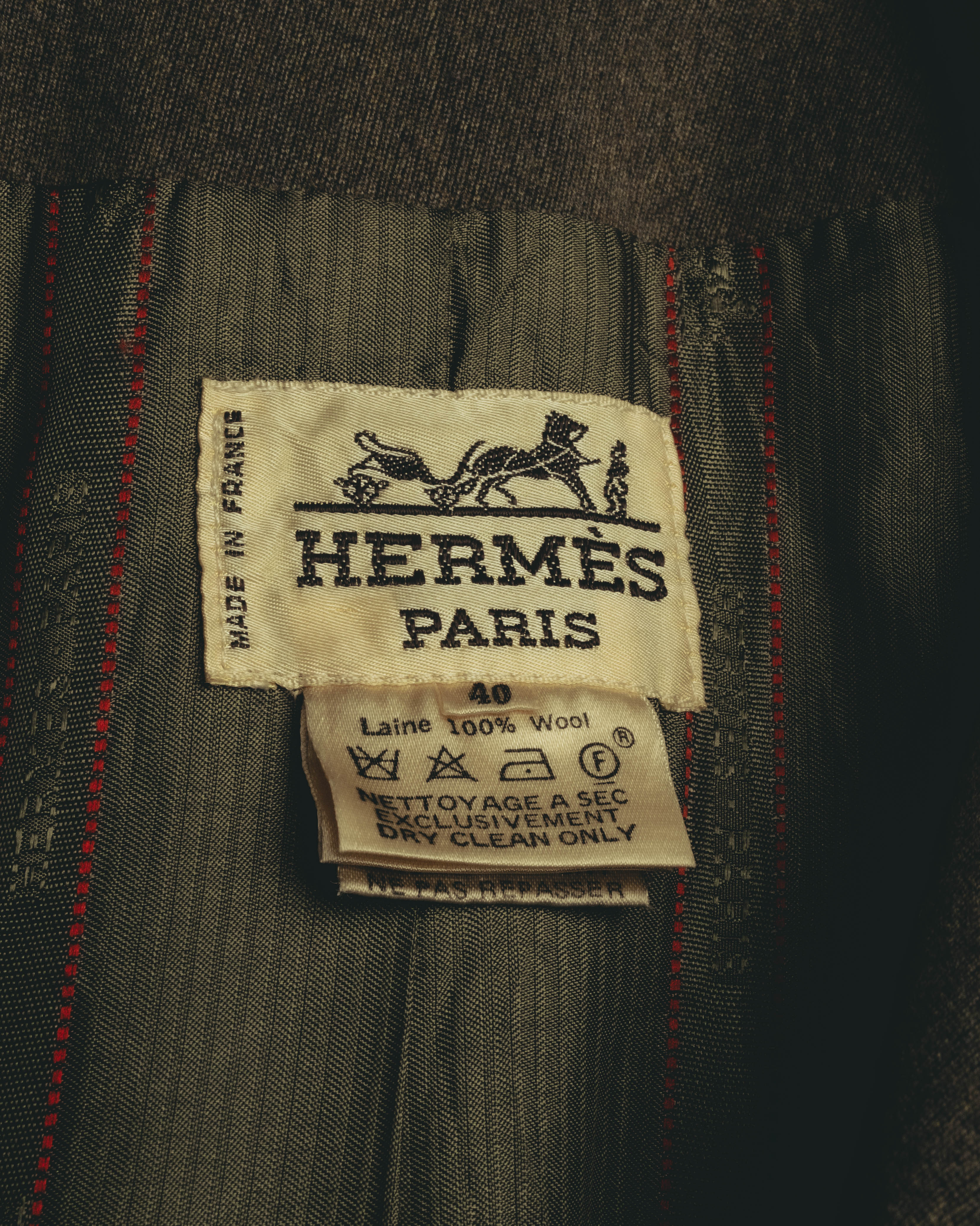 –SPECIAL– "Hermès" 70's-80's Equestrian wool tailored jacket