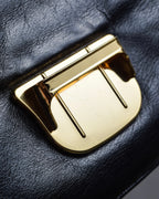 "ADMJ" Gold clasp grain leather shoulder bag
