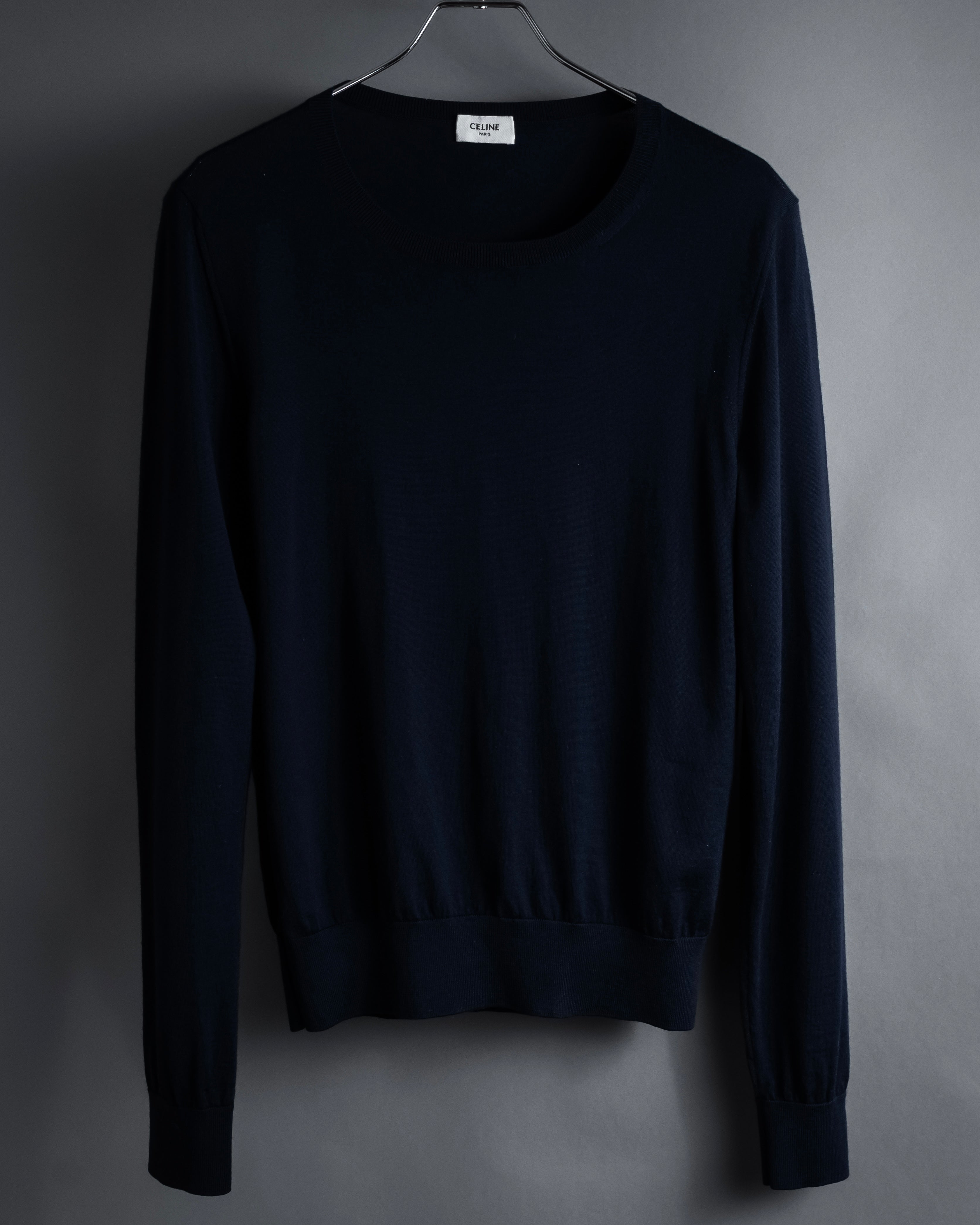 "CELINE" Hedi Slimane design compact silhouette wool knit
