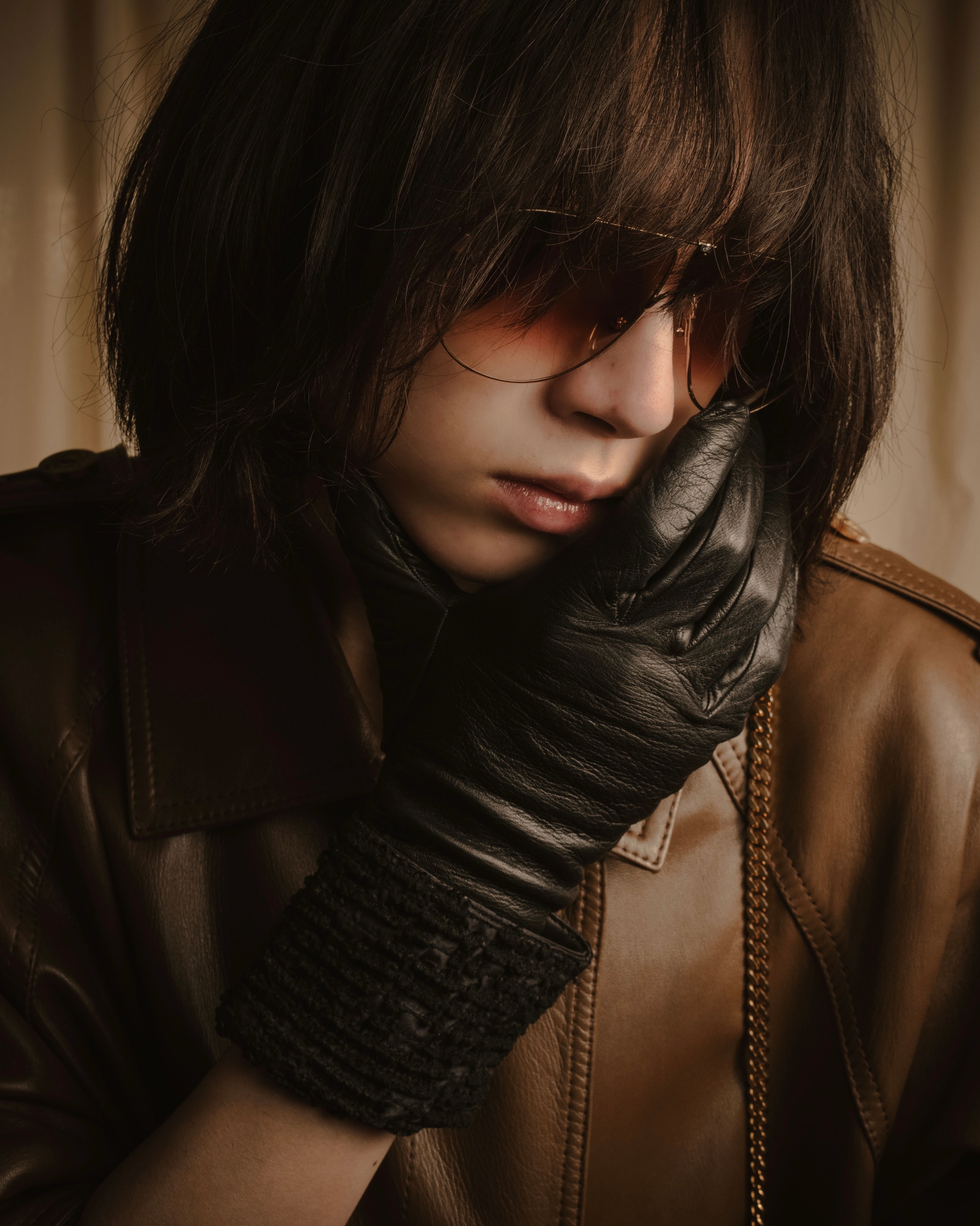 -SPECIAL- "HERMES" 90's Astrakhan combination leather gloves