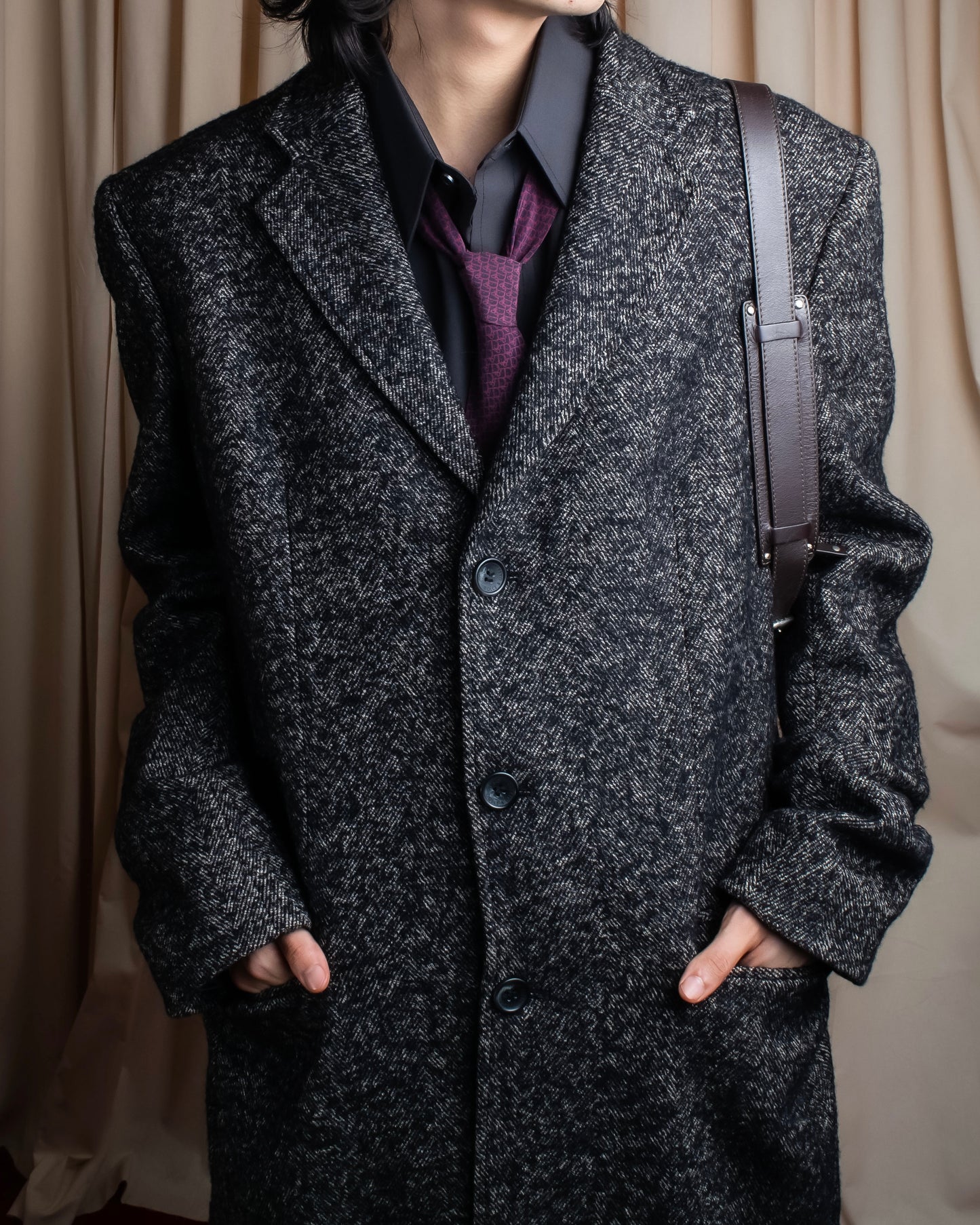 "DOLCE & GABBANA" Oversized tweed long chesterfield coat