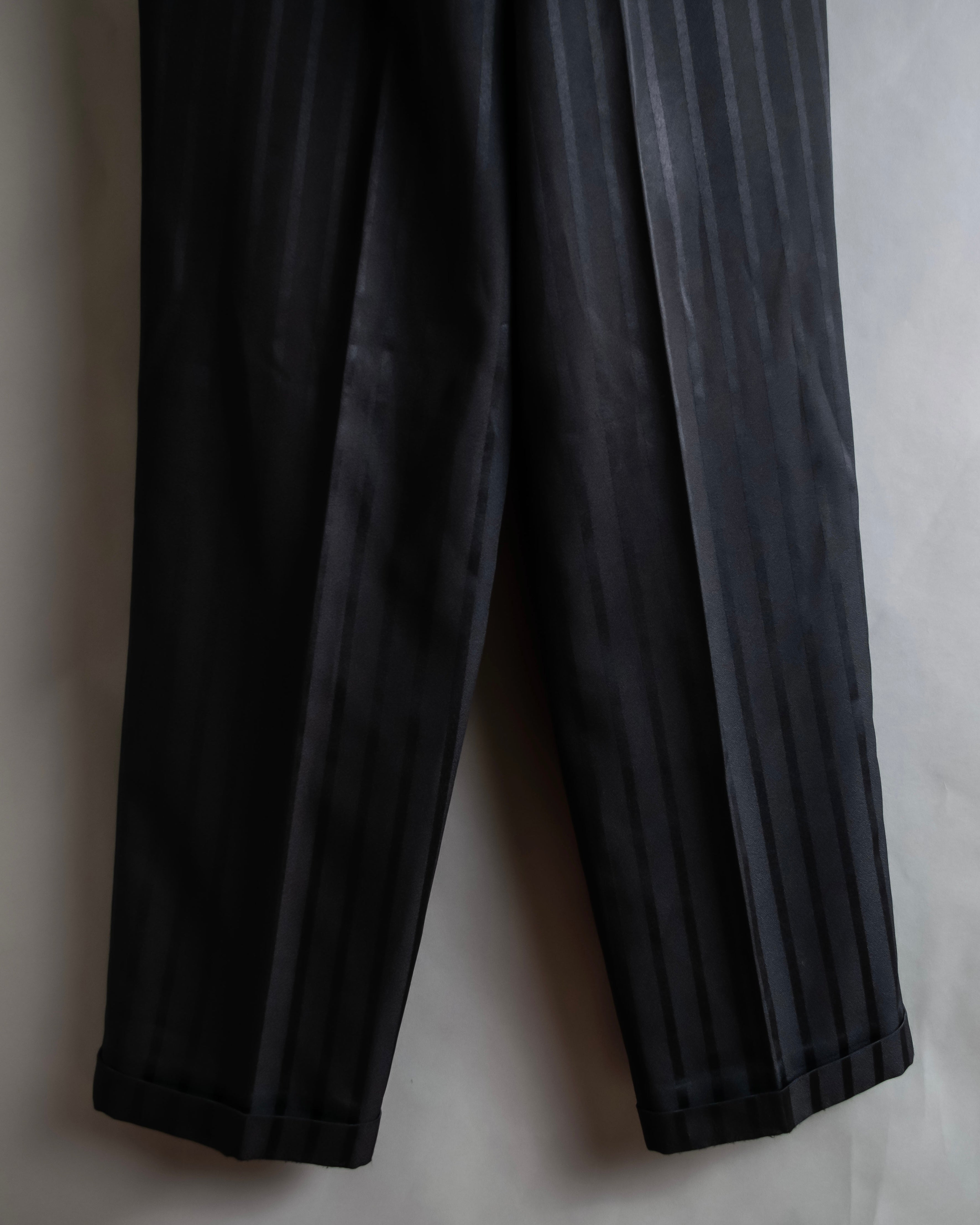 "Vintage subtle gloss striped wide slacks"