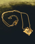 "Christian Dior" 90's-00's Crystal cd logo pendant necklace
