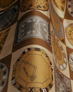 “Cartier“ 80’s-90’s Timepiece motif silk scarf