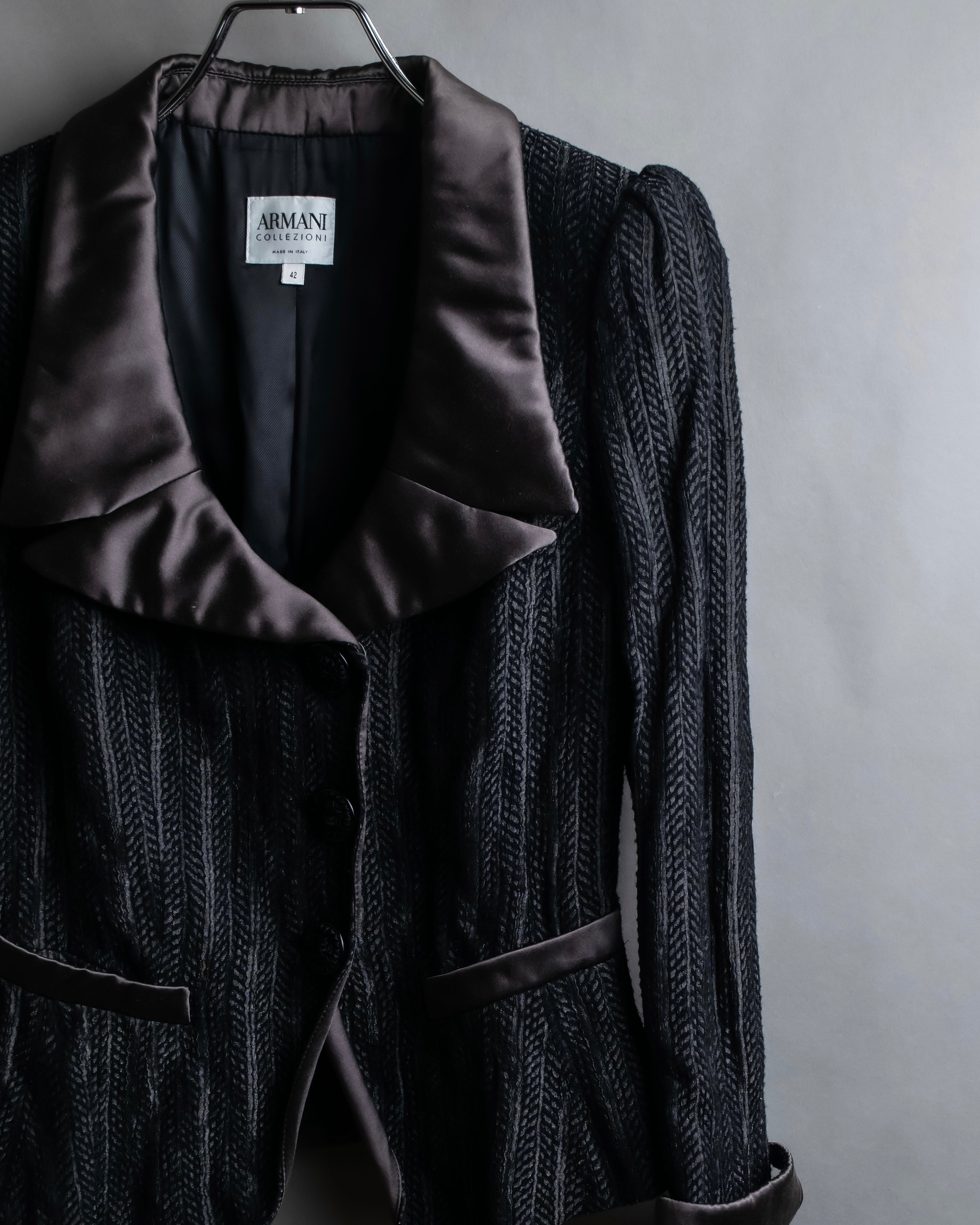 "ARMANI COLLEZIONI" Satin switch design knit tailored jacket