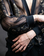 "HERMES" Embroidered design see through cardigan