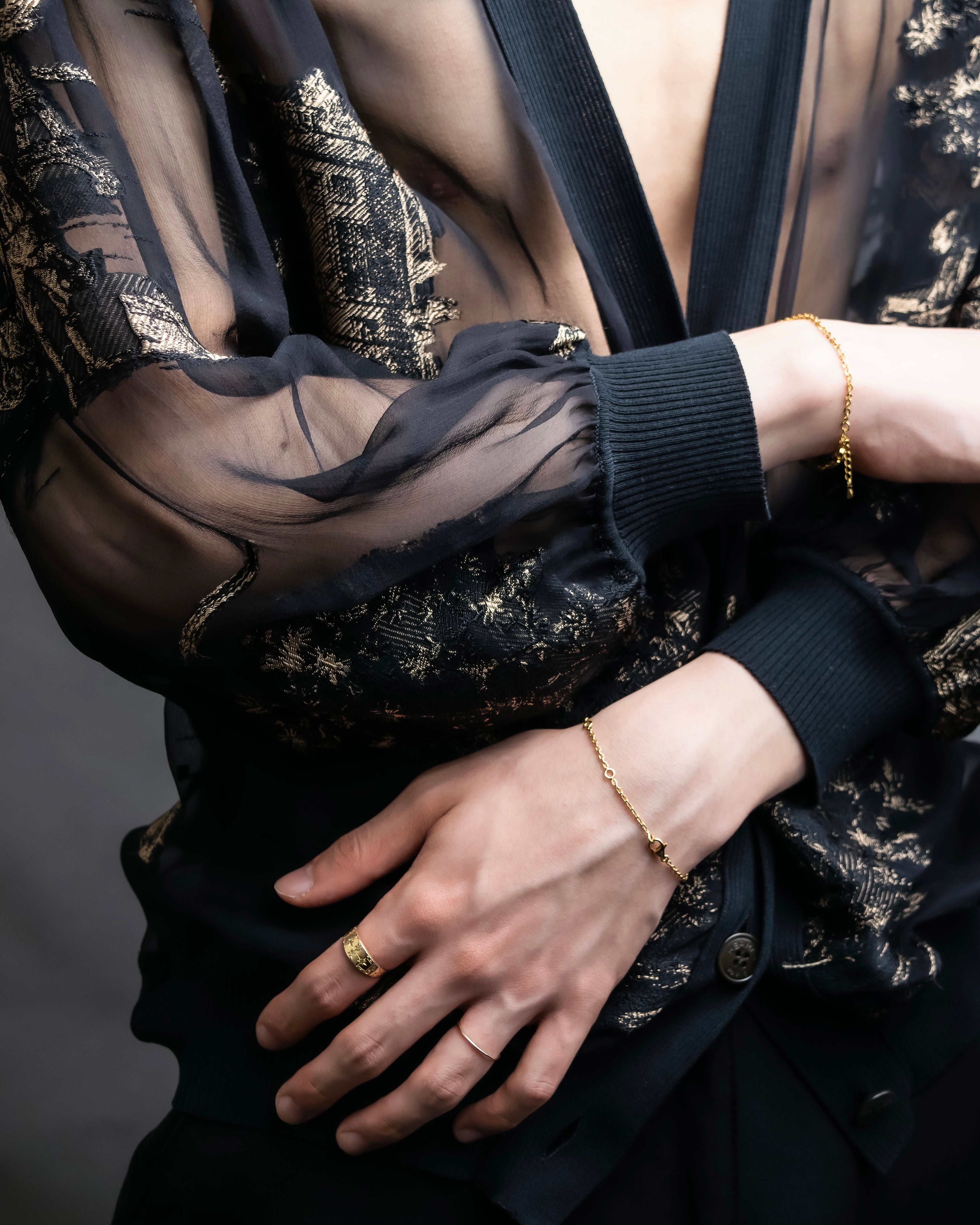 "HERMES" Embroidered design see through cardigan