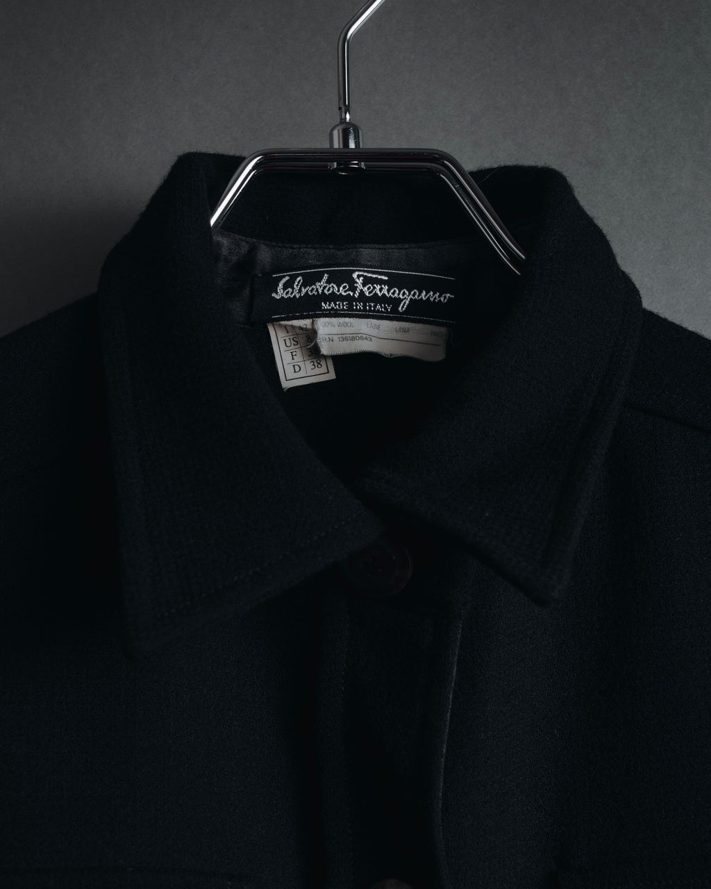 "Salvatore Ferragamo" 90’s signature engraved buttons wool shirt jacket