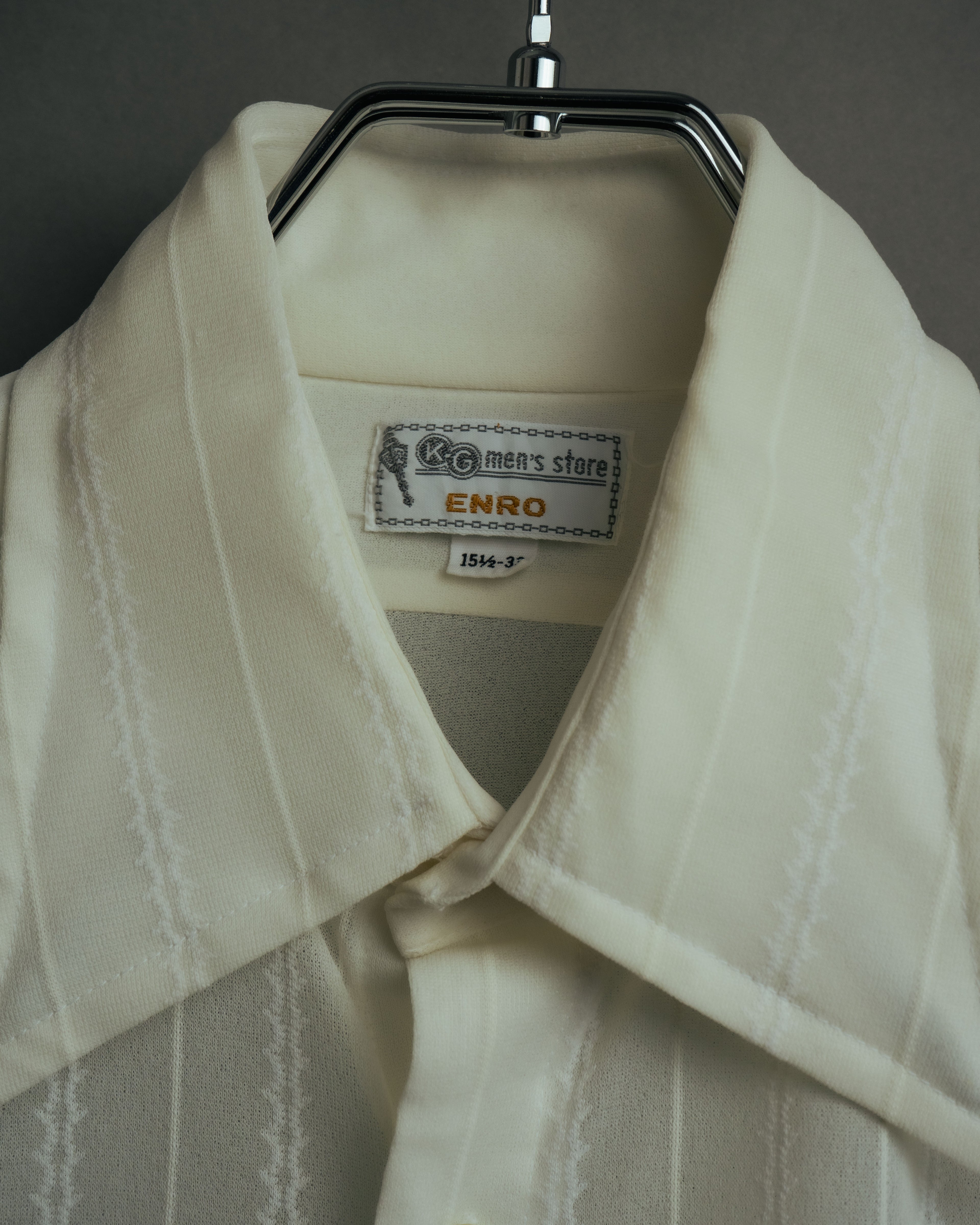-MOOD Vintage Collections- 70’s-80’s Sheer stripe long point collar shirt