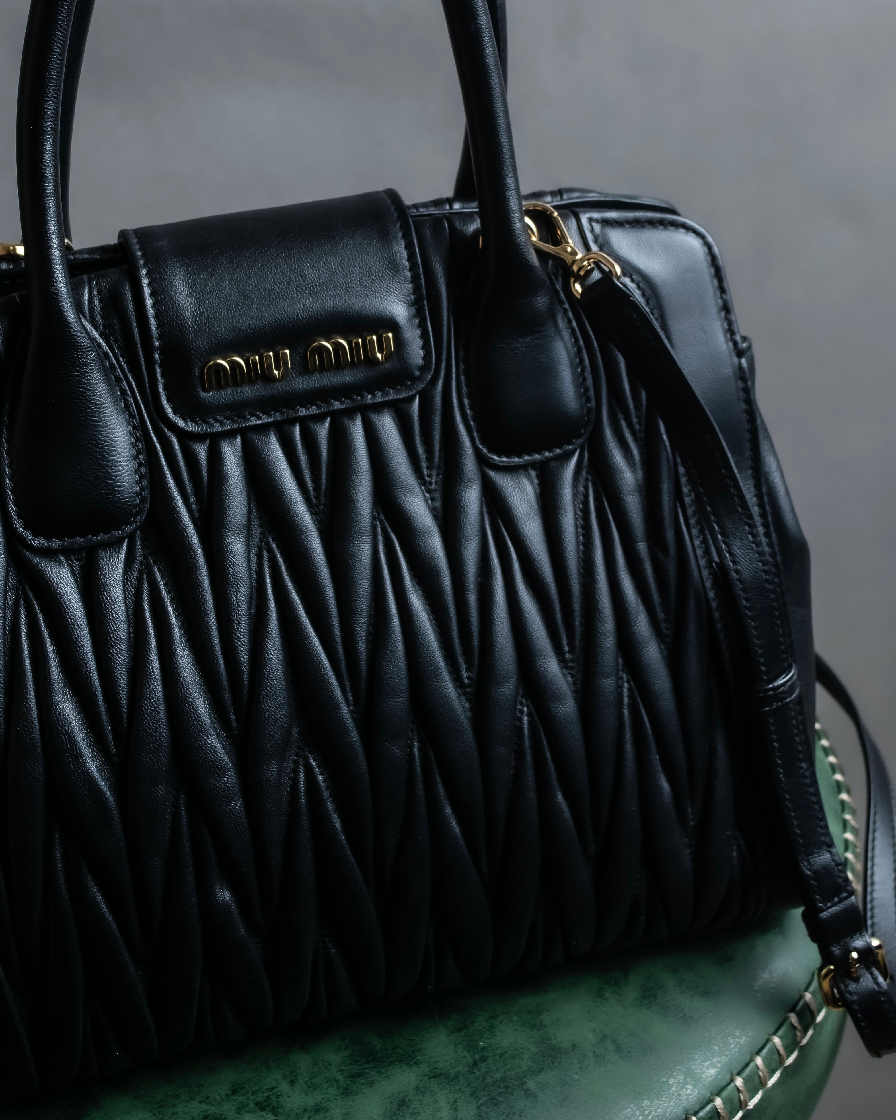 "MIU MIU" Matelasse design 2way leather bag