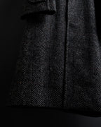 "BURBERRYS" British tweed fly front stand collar coat