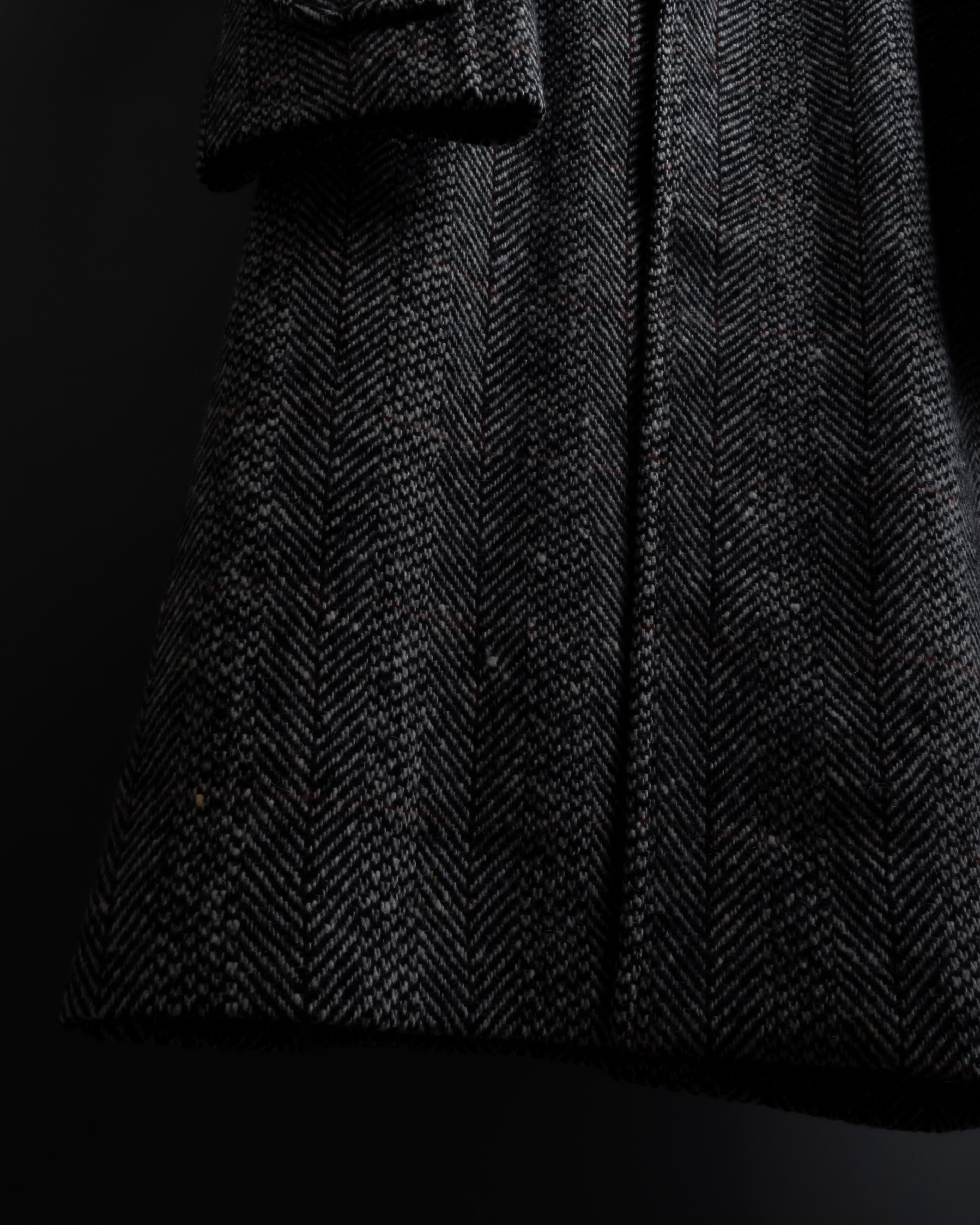 "BURBERRYS" British tweed fly front stand collar coat