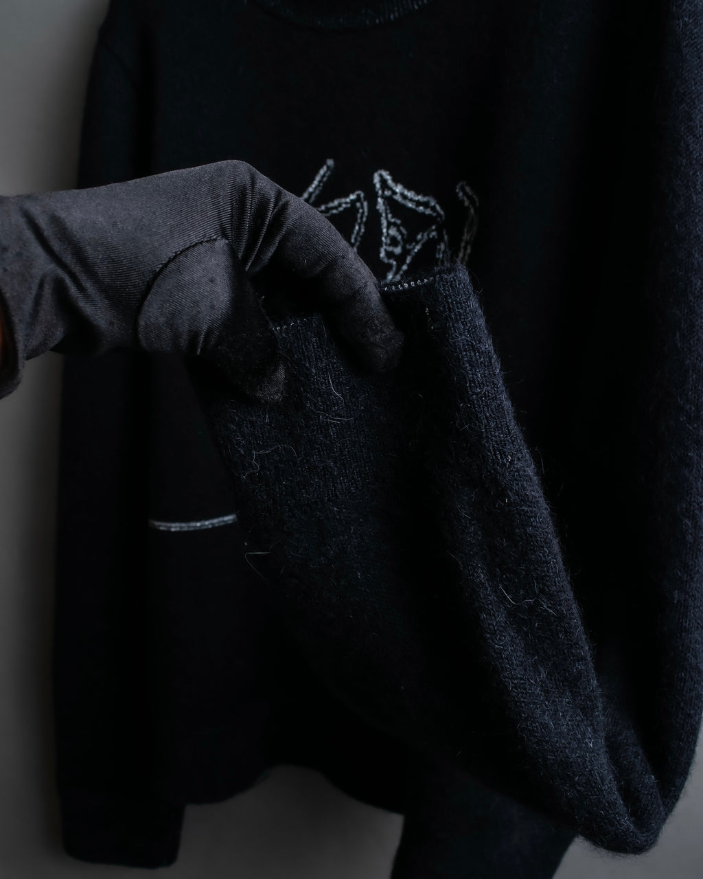 "Saint Laurent" Handsome face embroidery mohair blend oversized knit