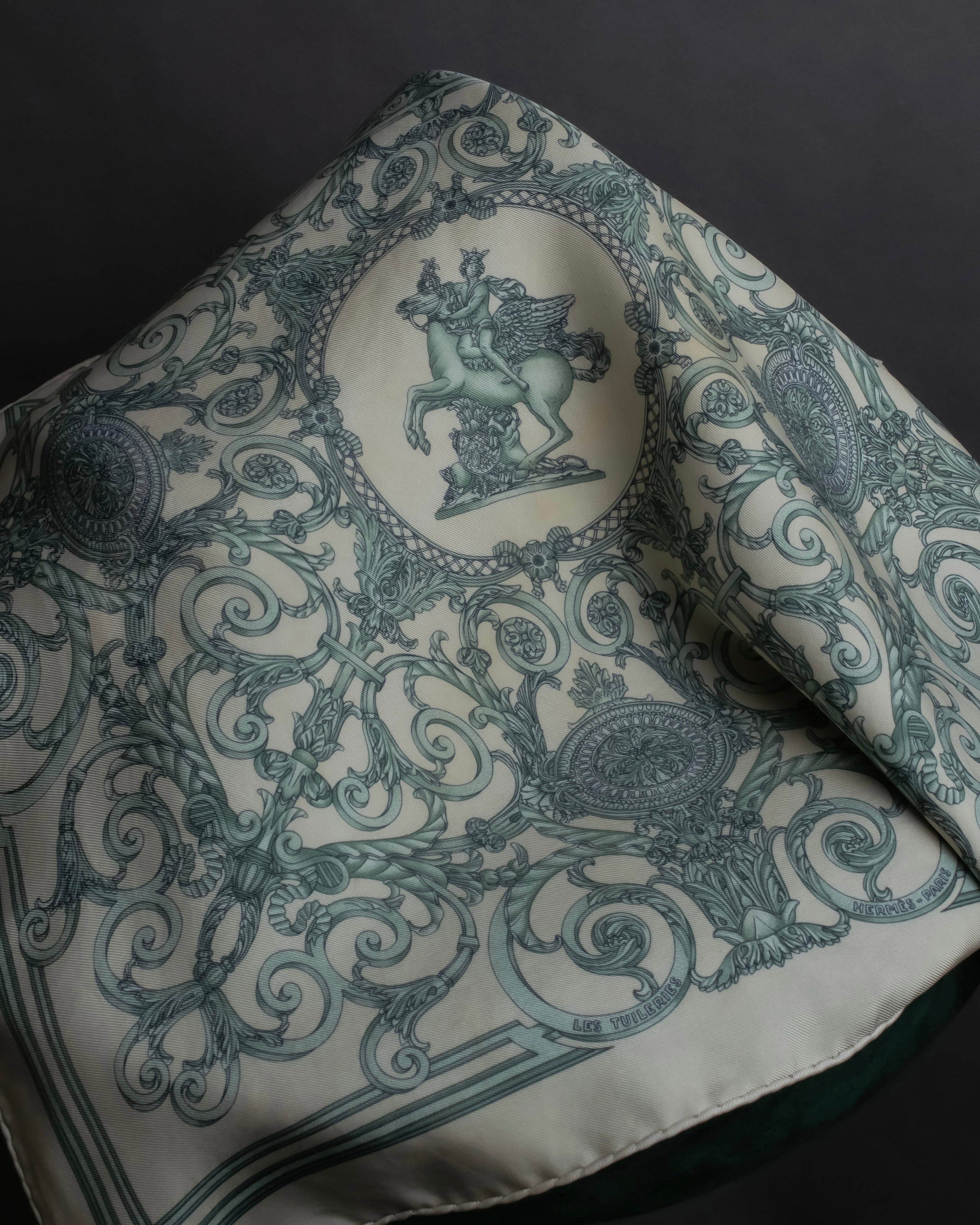 "HERMES" Petit Carre 45 LES TUILERIES silk scarf