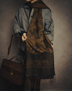 -SPECIAL- “LOEWE” 90’s-00’s Botanical anagram jacquard fringe stole