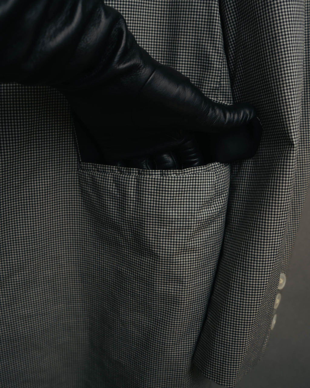 -SPECIAL- "Y's for men" 80's Double breasted houndstooth long jacket