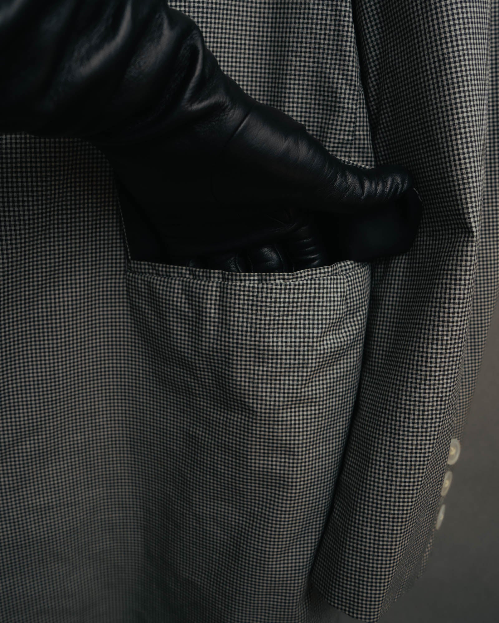 -SPECIAL- "Y's for men" 80's Double breasted houndstooth long jacket