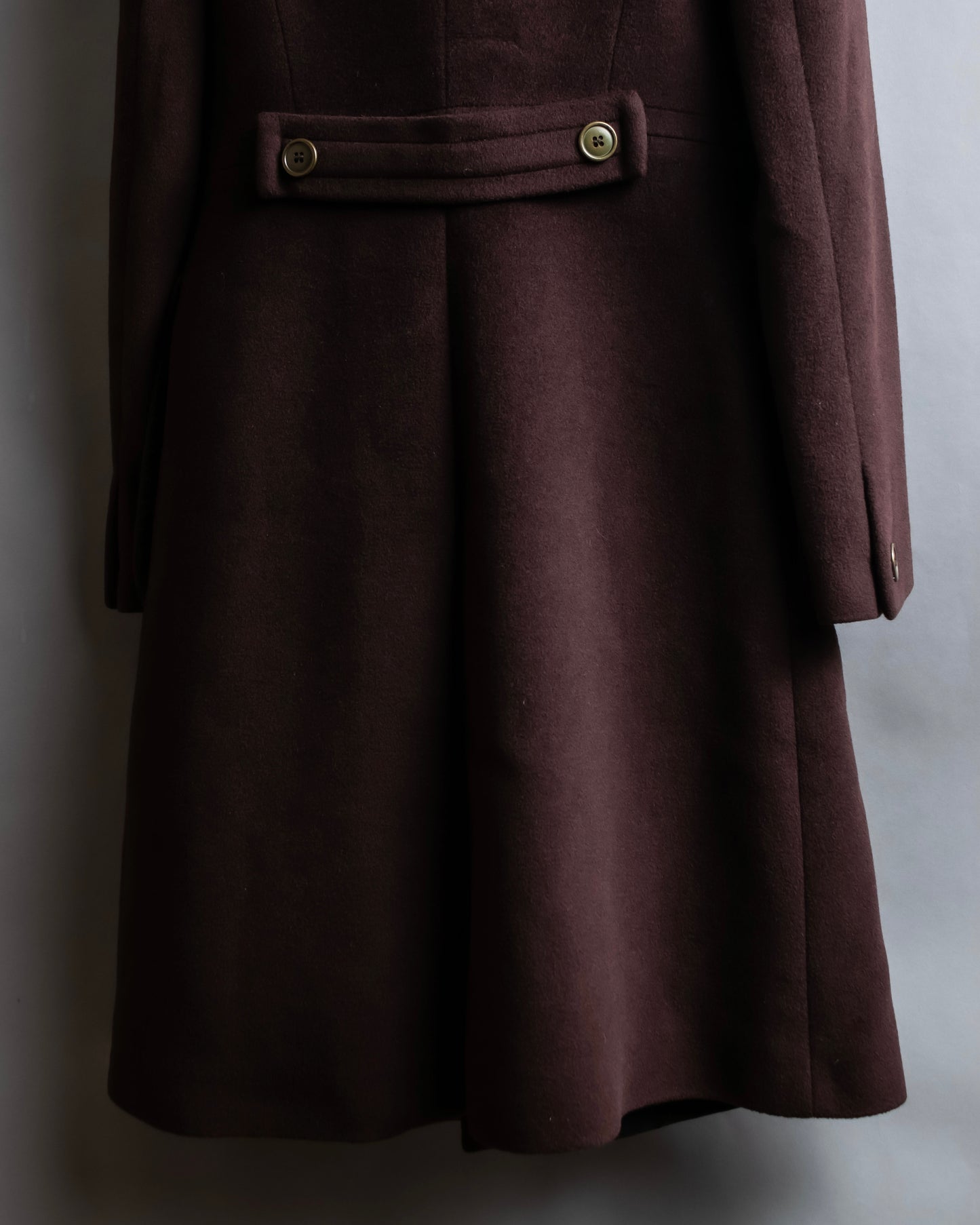 "Vintage fur collar waist shape A-line coat"