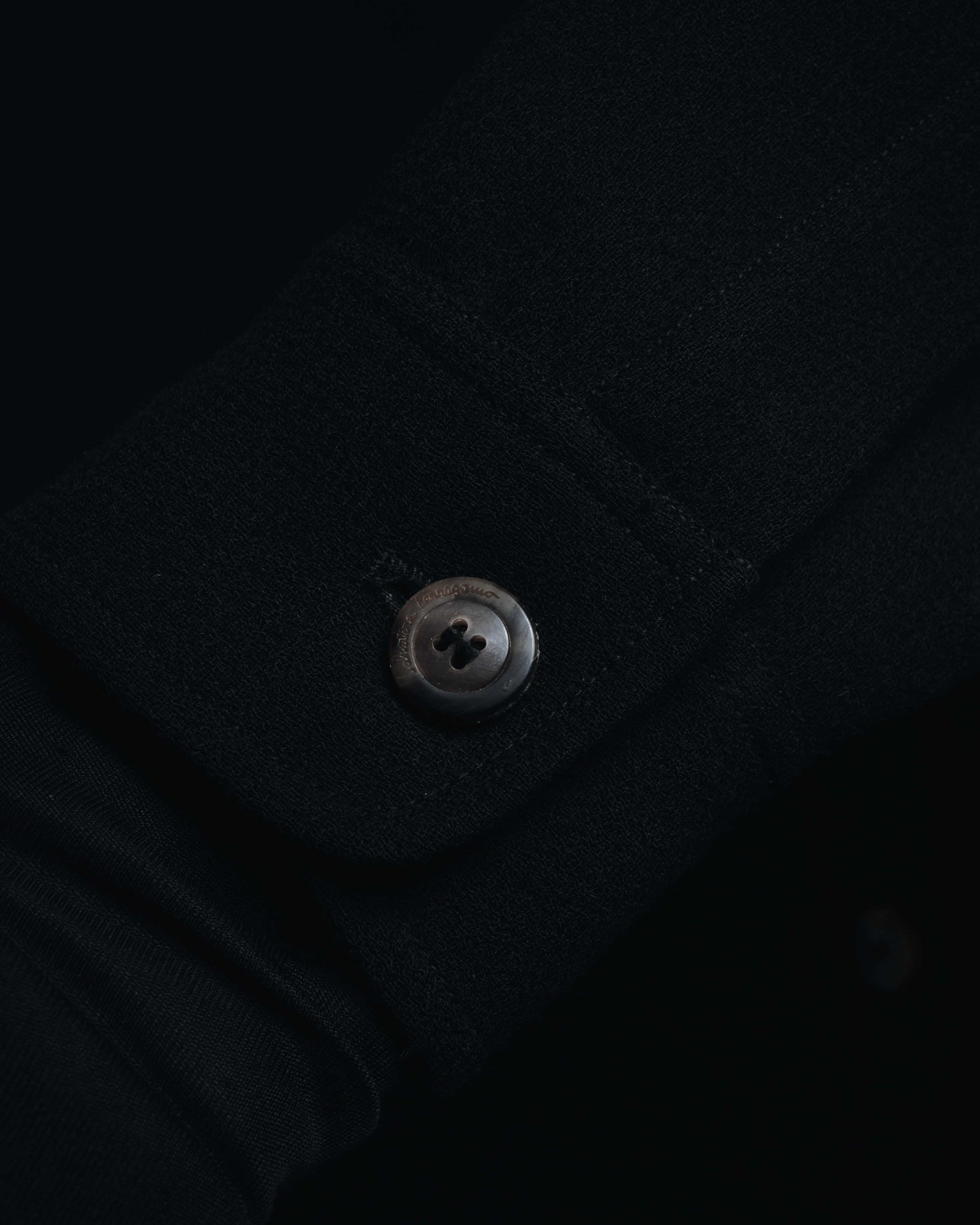 "Salvatore Ferragamo" 90’s signature engraved buttons wool shirt jacket