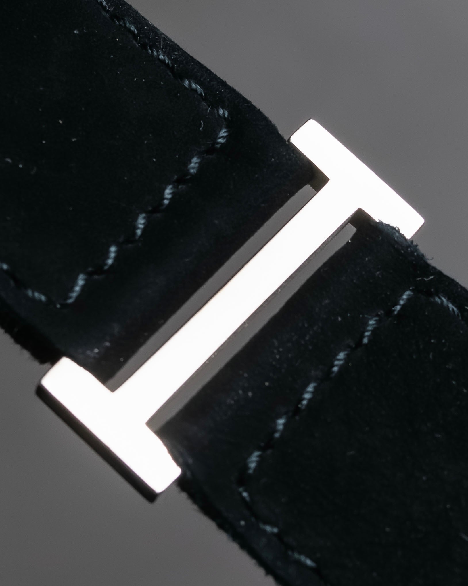 "HERMES" Tout en Douceur black suede panel line shoulder bag