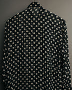 “GIANNI VERSACE COUTURE” 90’s Sheer mixed pattern ruffle blouse