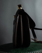 "GUCCI" Bar-shaped fastener design leather shoulder bag