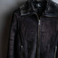 "CALVIN KLEIN" Mouton design zip-up suede jacket