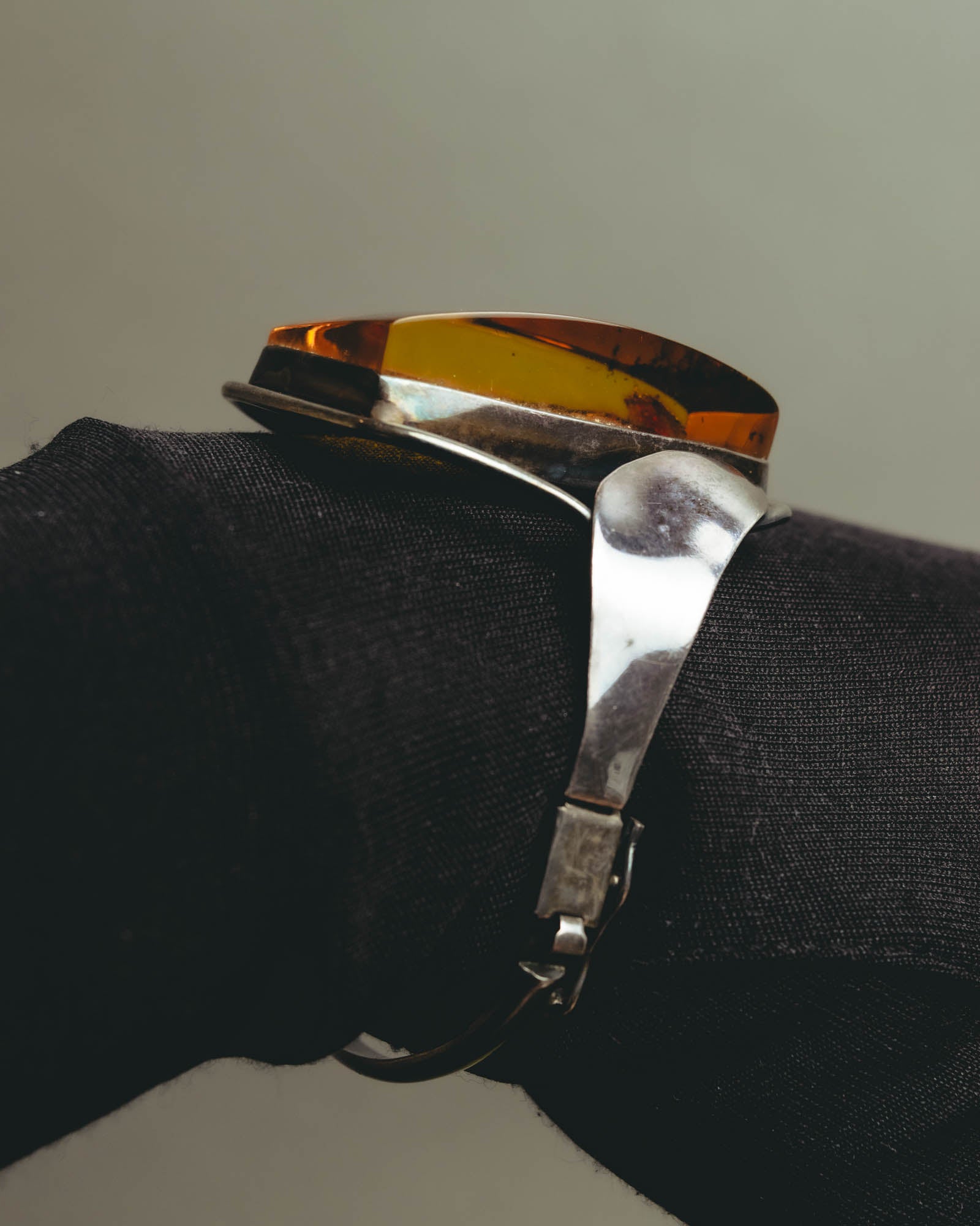 "Vintage" Sculptural amber tone statement bracelet