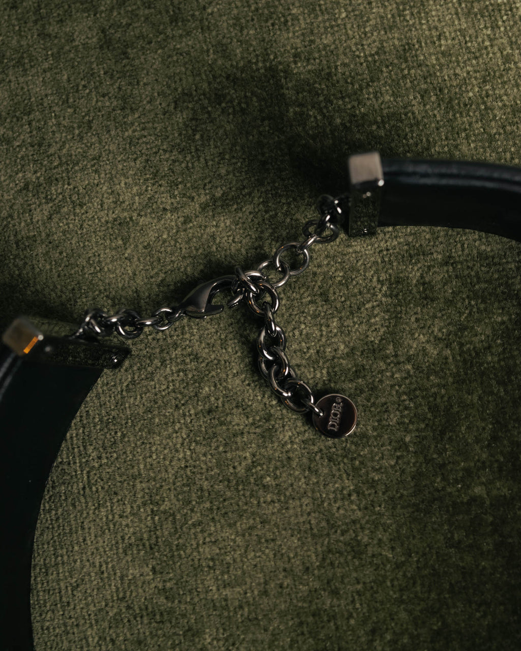 –SPECIAL– "Christian Dior" Late 2000s-2020s Eyelet leather choker necklace