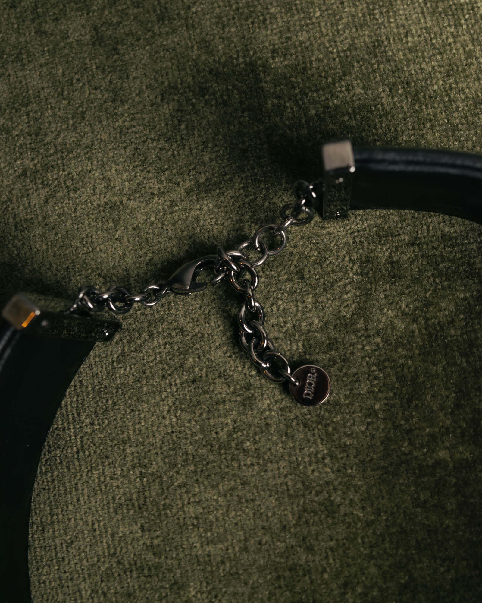 –SPECIAL– "Christian Dior" Late 2000s-2020s Eyelet leather choker necklace