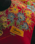 "GUCCI" 70's-80's Floral silk scarf tie