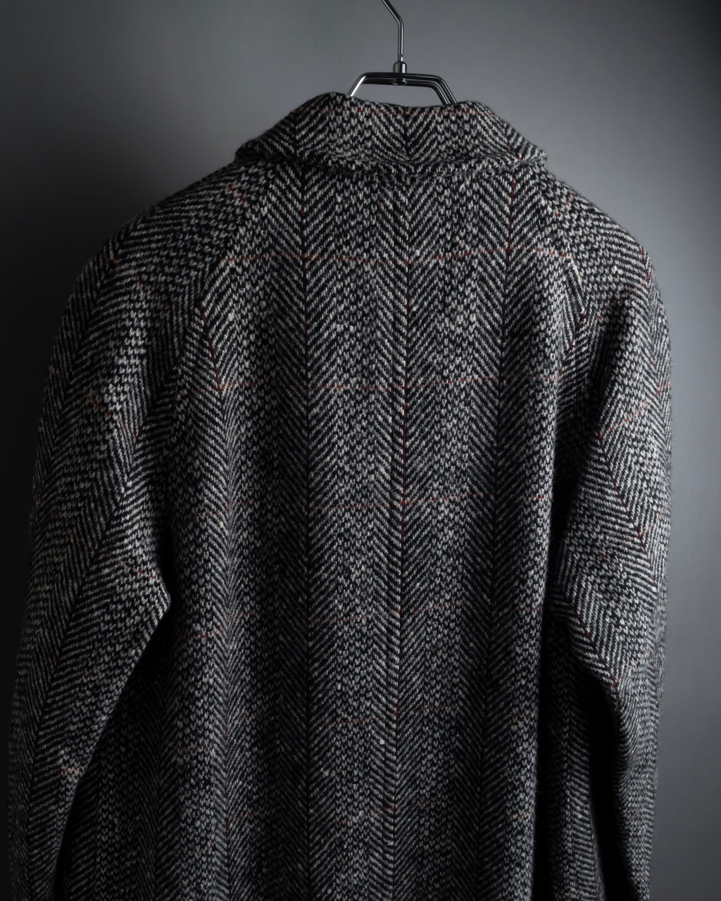 "BURBERRYS" British tweed fly front stand collar coat