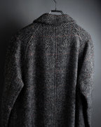 "BURBERRYS" British tweed fly front stand collar coat