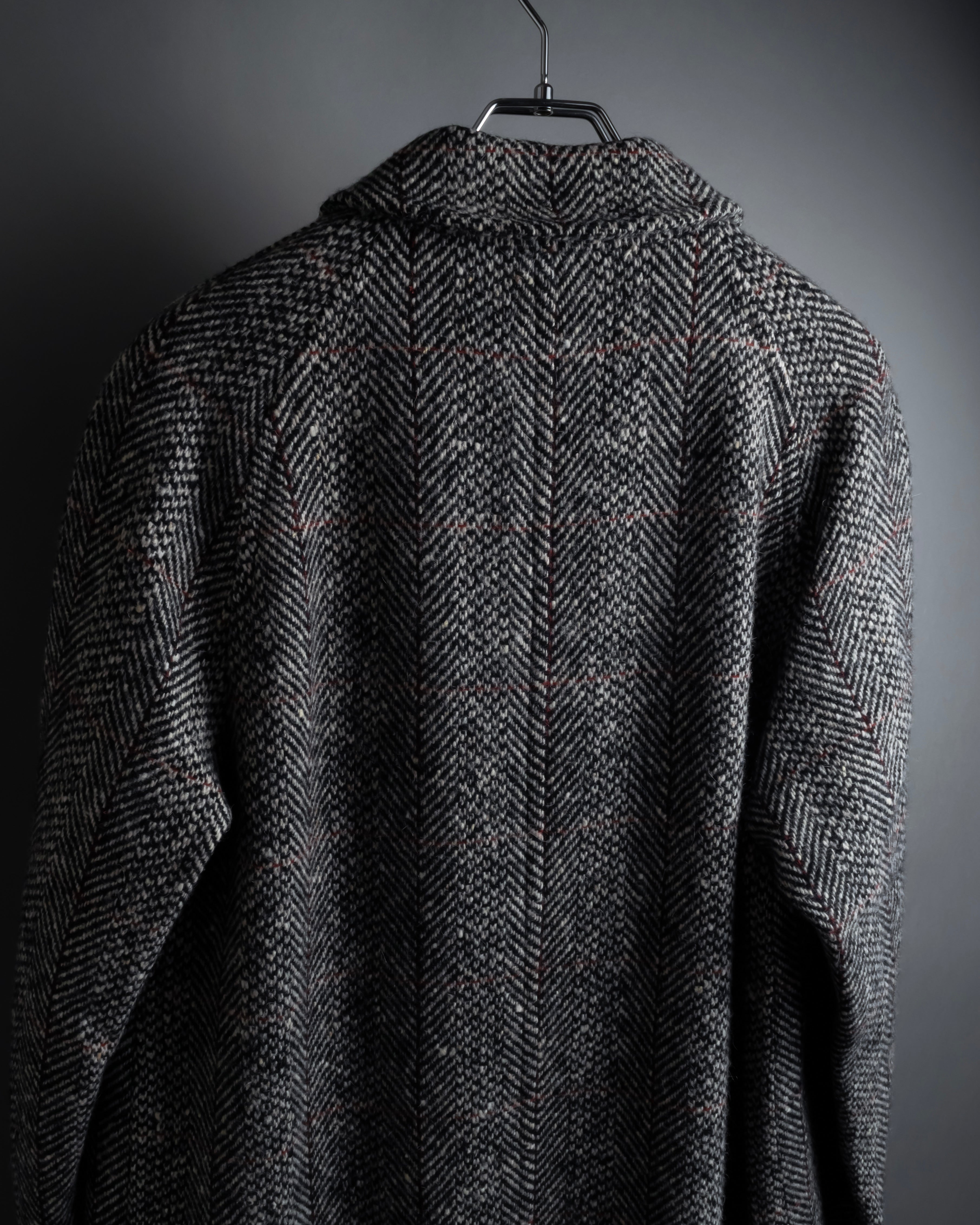 "BURBERRYS" British tweed fly front stand collar coat