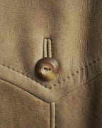 “LOEWE” 70’s-early 90’s Suede shearling belted long coat